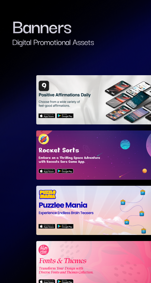 Selected work — Banners, digital promotional assets